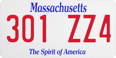 MA license plate 301ZZ4