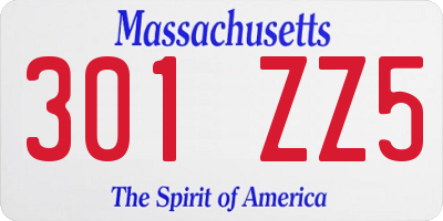 MA license plate 301ZZ5