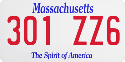 MA license plate 301ZZ6