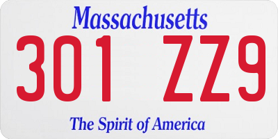 MA license plate 301ZZ9