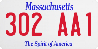 MA license plate 302AA1