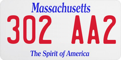 MA license plate 302AA2