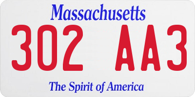 MA license plate 302AA3