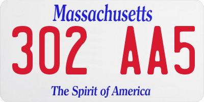 MA license plate 302AA5