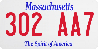 MA license plate 302AA7
