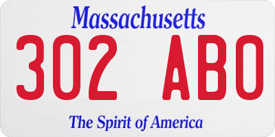 MA license plate 302AB0