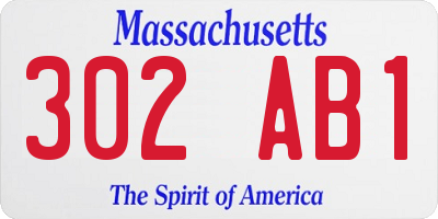 MA license plate 302AB1