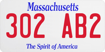 MA license plate 302AB2