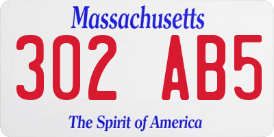 MA license plate 302AB5