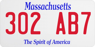 MA license plate 302AB7