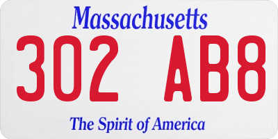 MA license plate 302AB8
