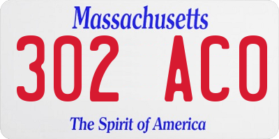 MA license plate 302AC0