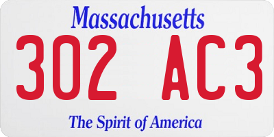 MA license plate 302AC3