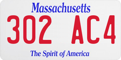 MA license plate 302AC4