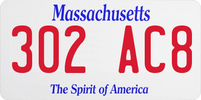 MA license plate 302AC8