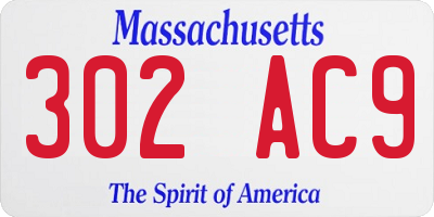 MA license plate 302AC9