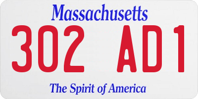 MA license plate 302AD1