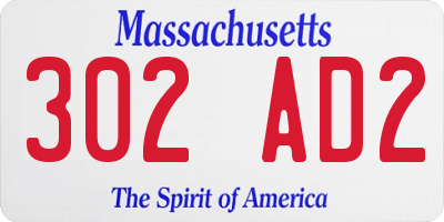 MA license plate 302AD2