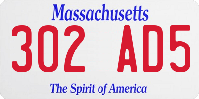 MA license plate 302AD5