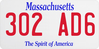 MA license plate 302AD6