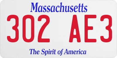 MA license plate 302AE3