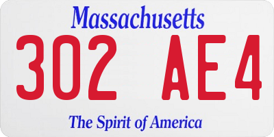 MA license plate 302AE4