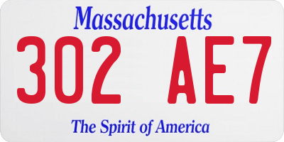 MA license plate 302AE7