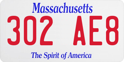 MA license plate 302AE8