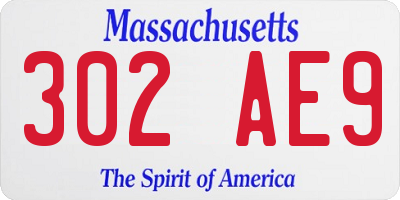 MA license plate 302AE9