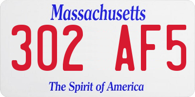 MA license plate 302AF5