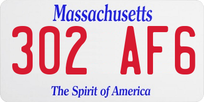 MA license plate 302AF6