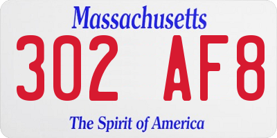 MA license plate 302AF8