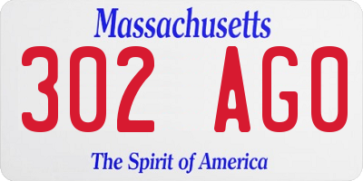 MA license plate 302AG0