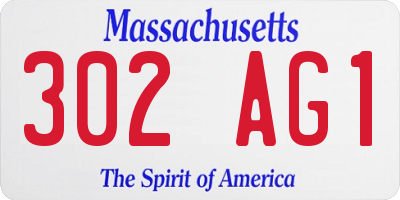 MA license plate 302AG1