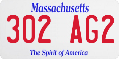 MA license plate 302AG2