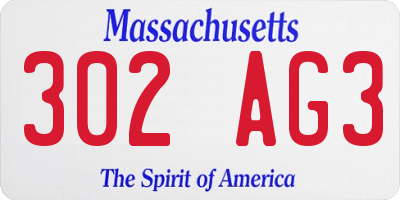 MA license plate 302AG3