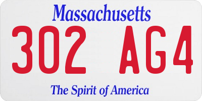 MA license plate 302AG4