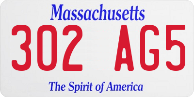 MA license plate 302AG5