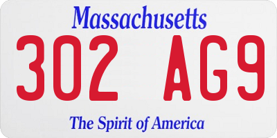 MA license plate 302AG9
