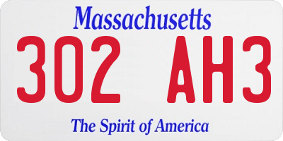 MA license plate 302AH3