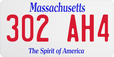 MA license plate 302AH4