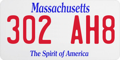 MA license plate 302AH8