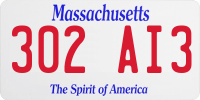 MA license plate 302AI3