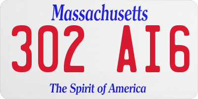 MA license plate 302AI6