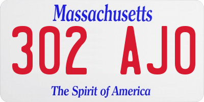 MA license plate 302AJ0