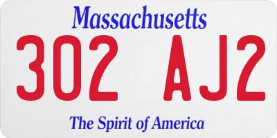 MA license plate 302AJ2