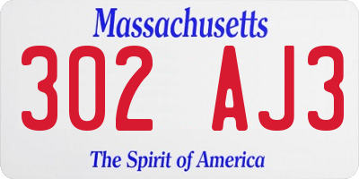 MA license plate 302AJ3