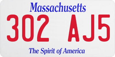 MA license plate 302AJ5