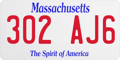 MA license plate 302AJ6