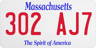MA license plate 302AJ7